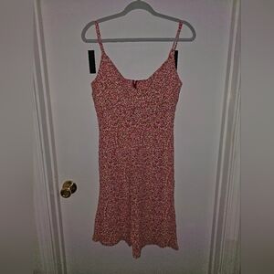 Pink Floral Slip Mini Dress with Spaghetti Straps